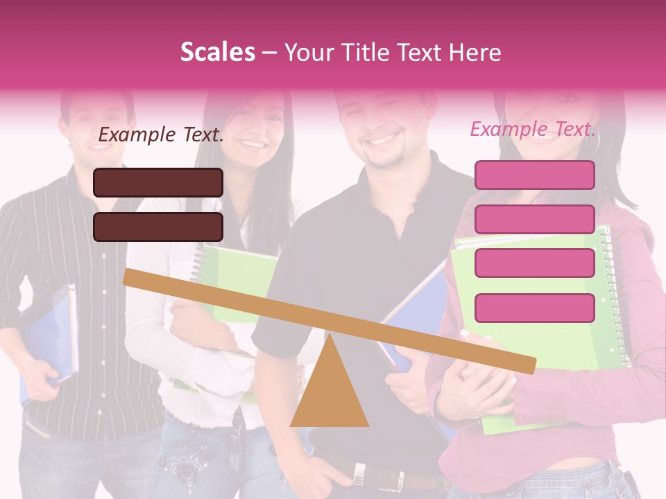 Casual Group Of College Students Smiling - Isolated Over A White Background PowerPoint Template