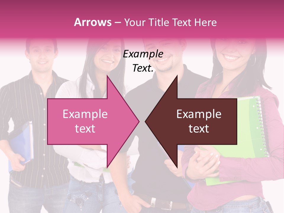 Casual Group Of College Students Smiling - Isolated Over A White Background PowerPoint Template