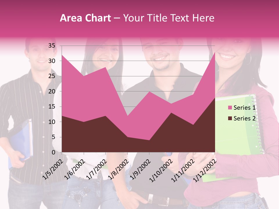 Casual Group Of College Students Smiling - Isolated Over A White Background PowerPoint Template