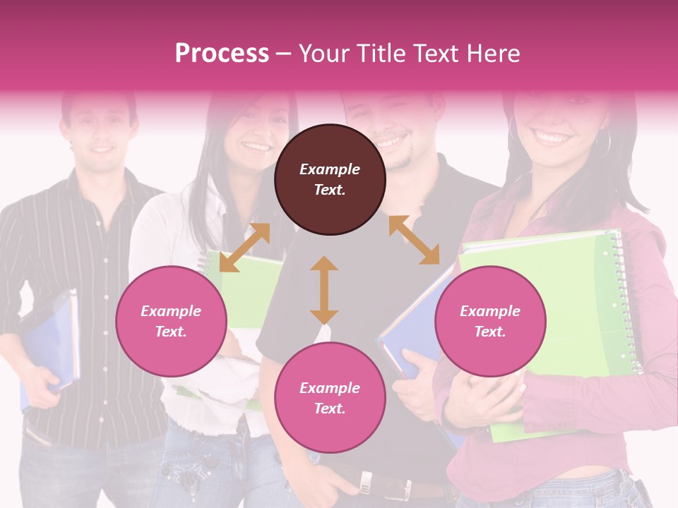 Casual Group Of College Students Smiling - Isolated Over A White Background PowerPoint Template