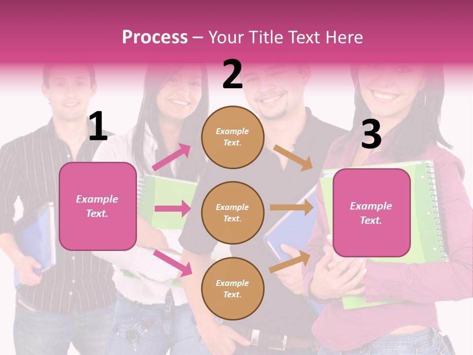 Casual Group Of College Students Smiling - Isolated Over A White Background PowerPoint Template
