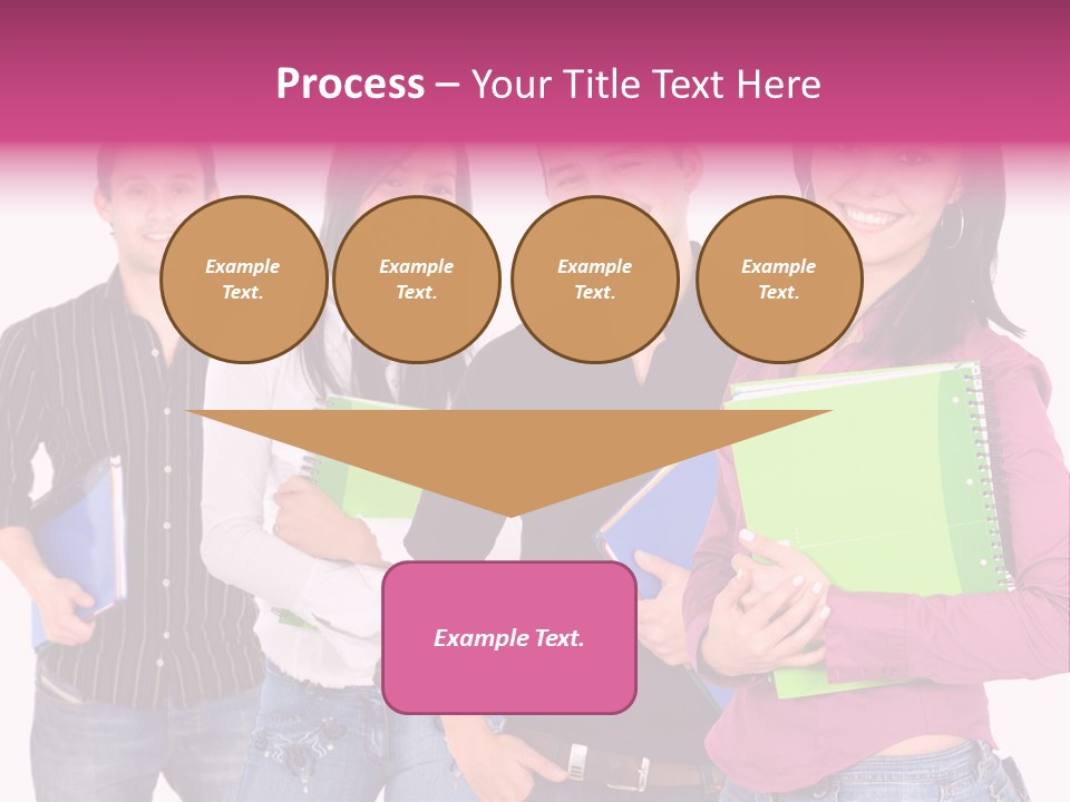 Casual Group Of College Students Smiling - Isolated Over A White Background PowerPoint Template