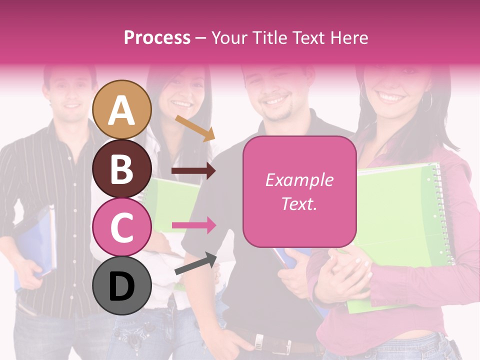 Casual Group Of College Students Smiling - Isolated Over A White Background PowerPoint Template