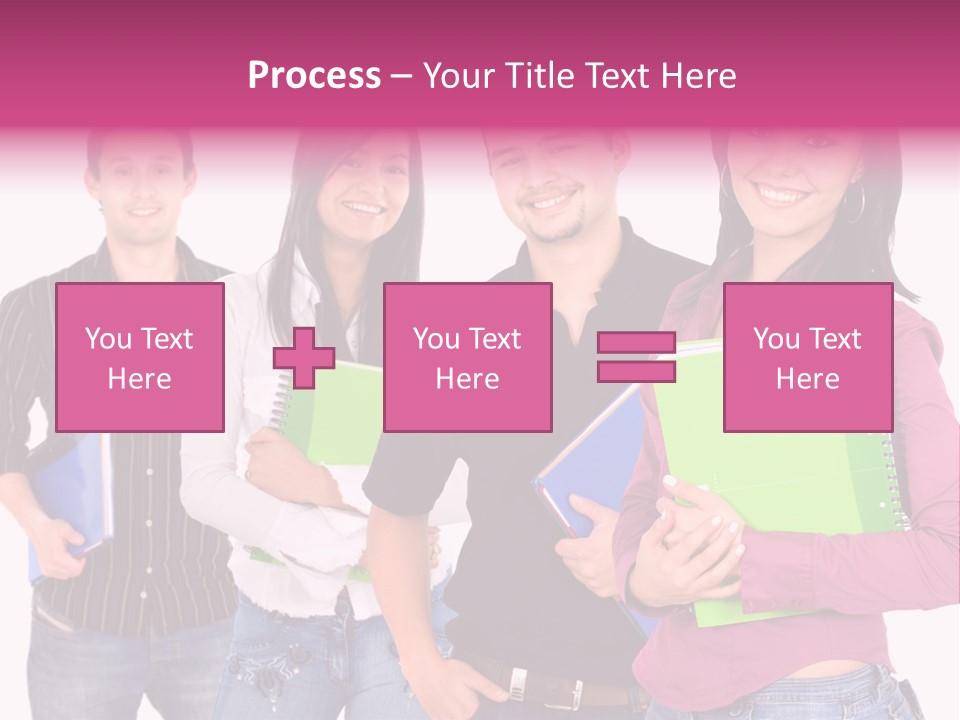 Casual Group Of College Students Smiling - Isolated Over A White Background PowerPoint Template