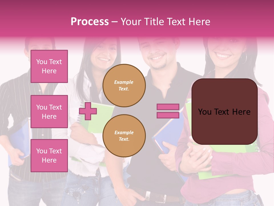 Casual Group Of College Students Smiling - Isolated Over A White Background PowerPoint Template