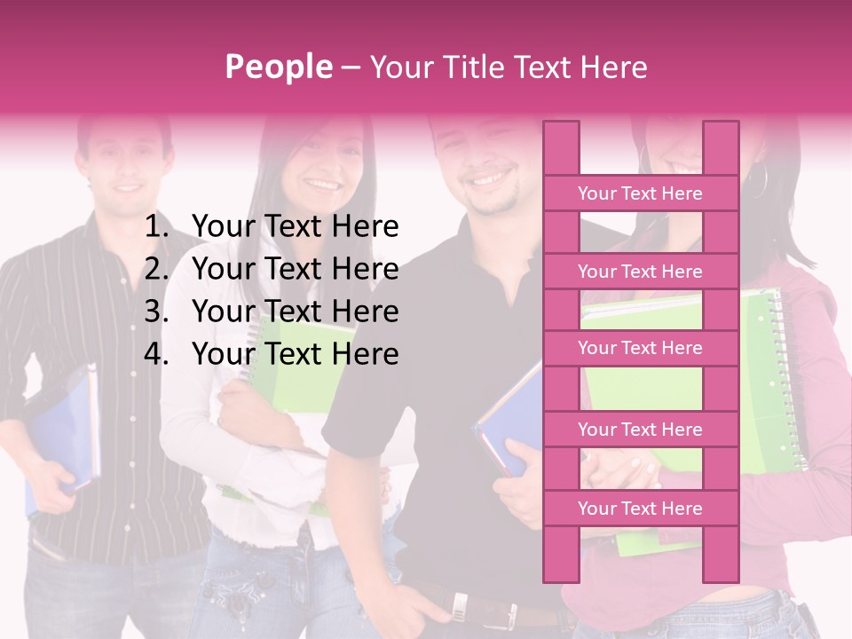 Casual Group Of College Students Smiling - Isolated Over A White Background PowerPoint Template