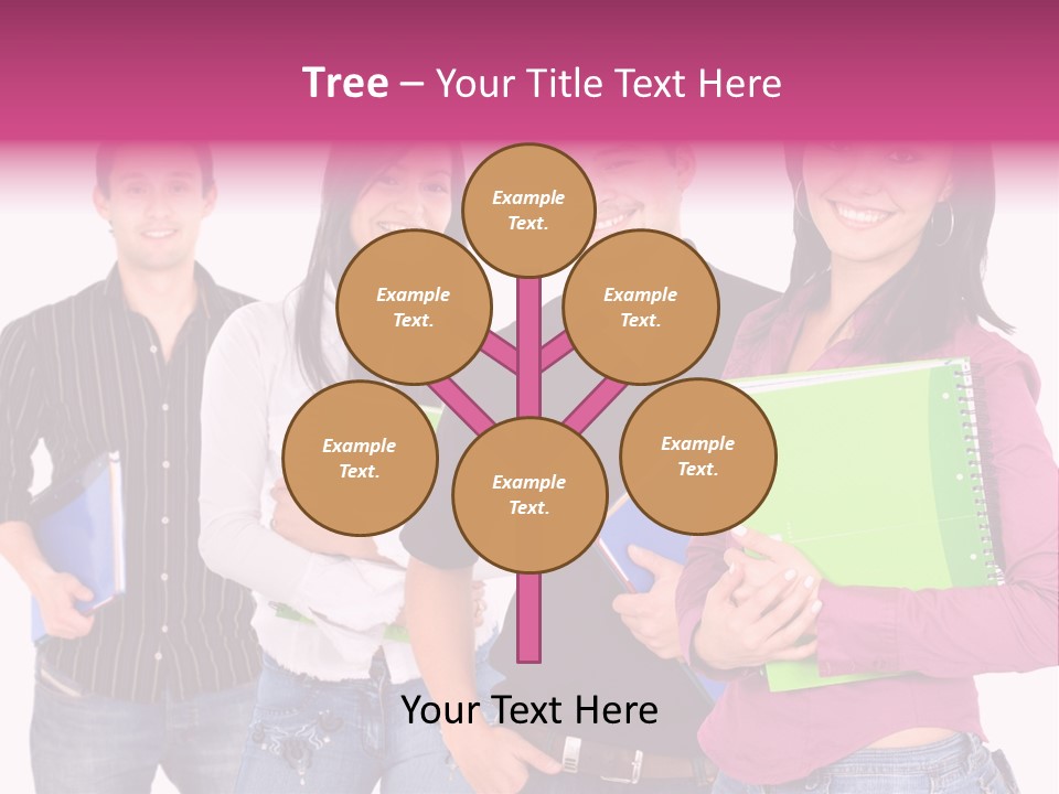 Casual Group Of College Students Smiling - Isolated Over A White Background PowerPoint Template