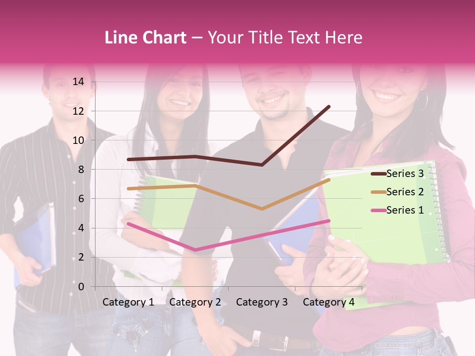 Casual Group Of College Students Smiling - Isolated Over A White Background PowerPoint Template