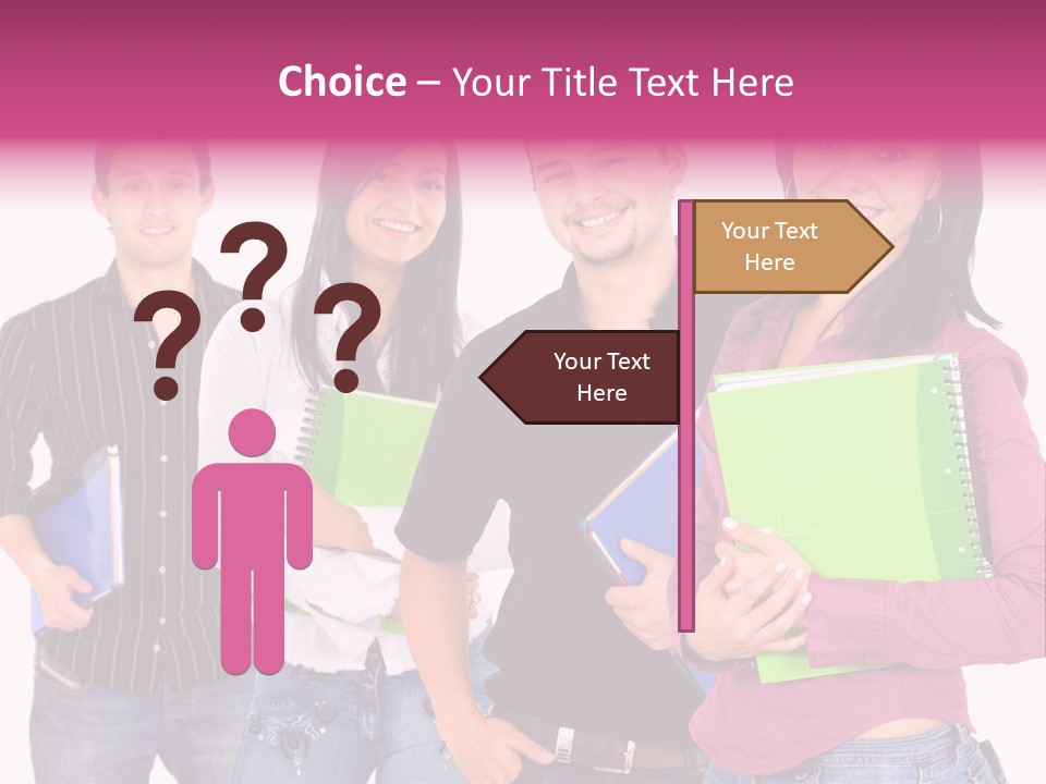 Casual Group Of College Students Smiling - Isolated Over A White Background PowerPoint Template