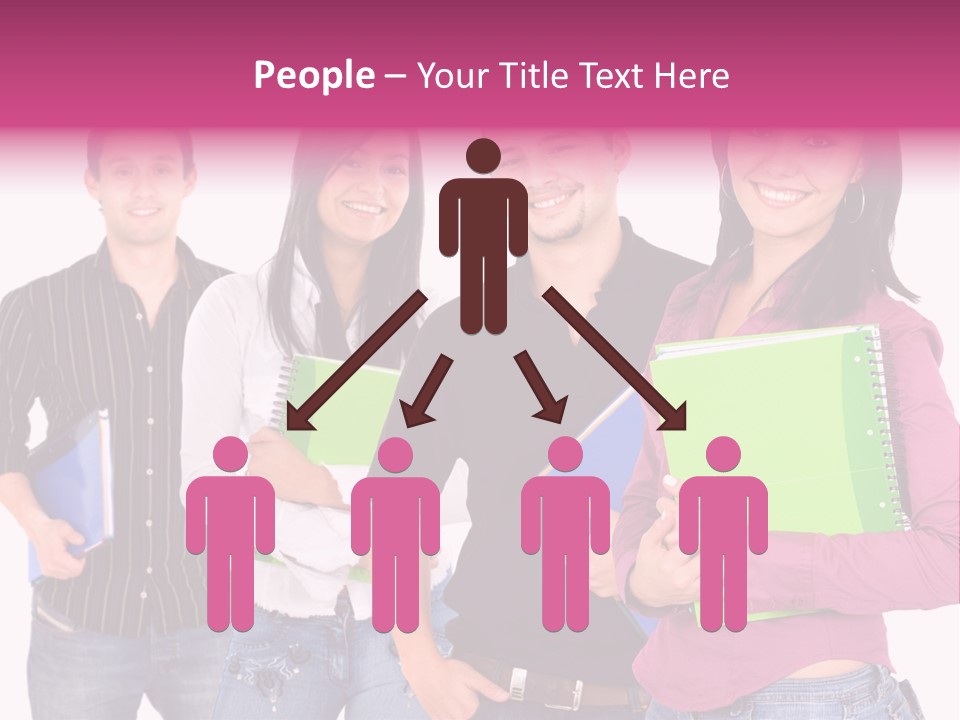 Casual Group Of College Students Smiling - Isolated Over A White Background PowerPoint Template