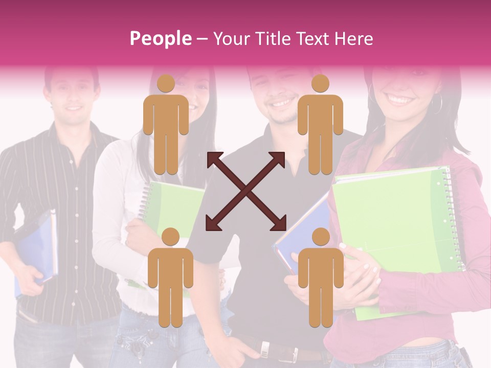 Casual Group Of College Students Smiling - Isolated Over A White Background PowerPoint Template