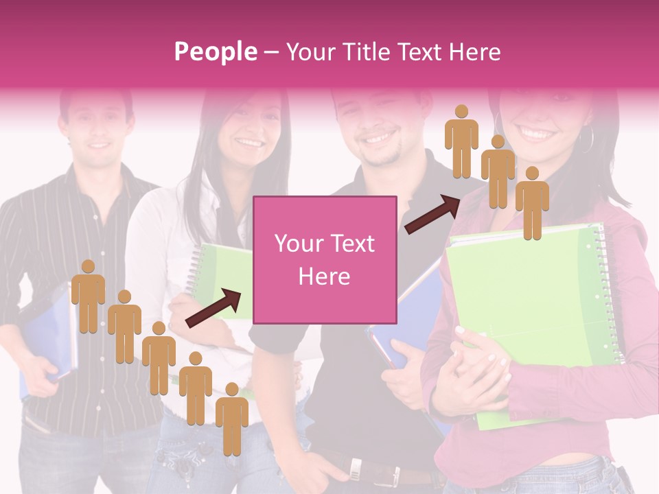 Casual Group Of College Students Smiling - Isolated Over A White Background PowerPoint Template