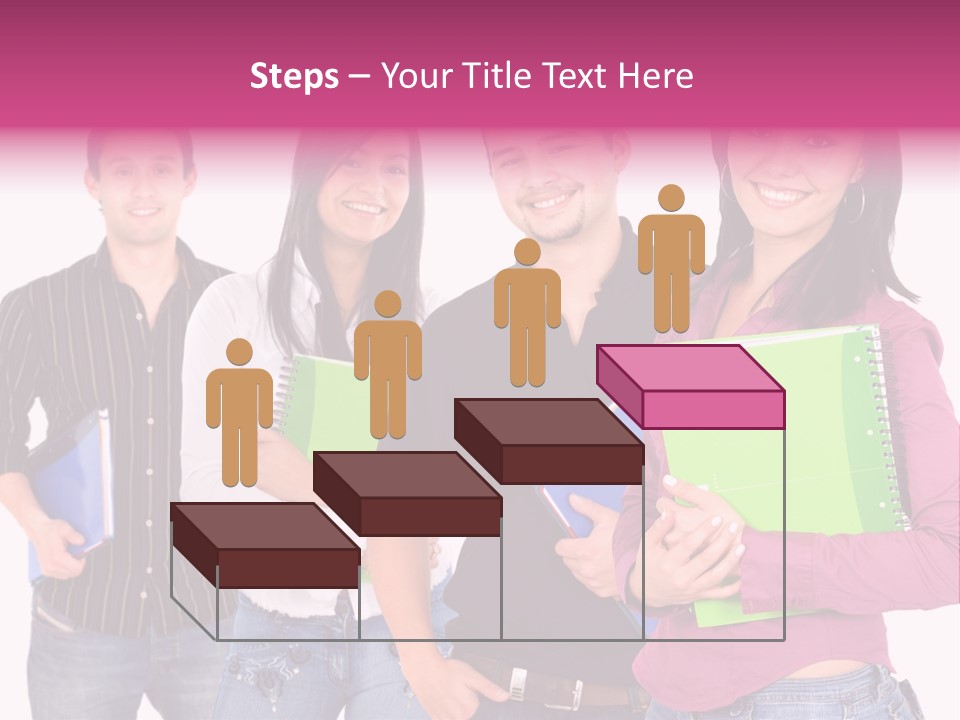 Casual Group Of College Students Smiling - Isolated Over A White Background PowerPoint Template