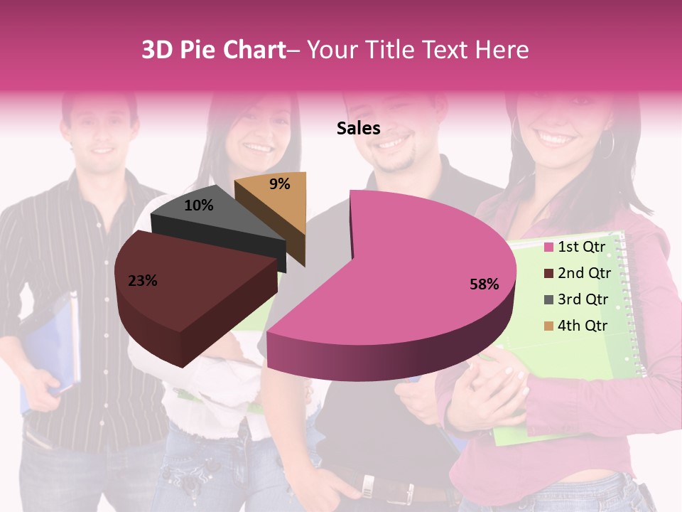 Casual Group Of College Students Smiling - Isolated Over A White Background PowerPoint Template