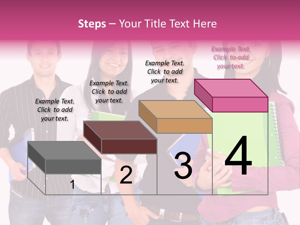 Casual Group Of College Students Smiling - Isolated Over A White Background PowerPoint Template