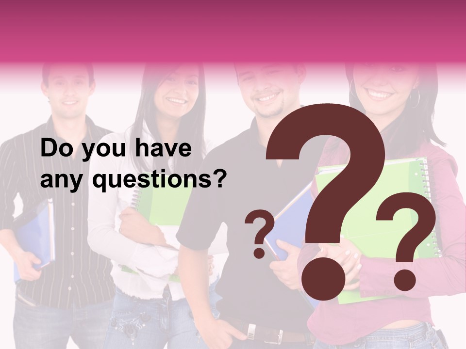 Casual Group Of College Students Smiling - Isolated Over A White Background PowerPoint Template