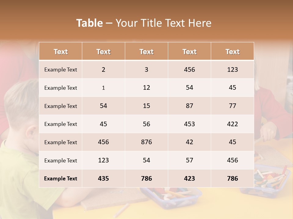 Teacher And Three Preschoolers Playing With Wooden Blocks PowerPoint Template