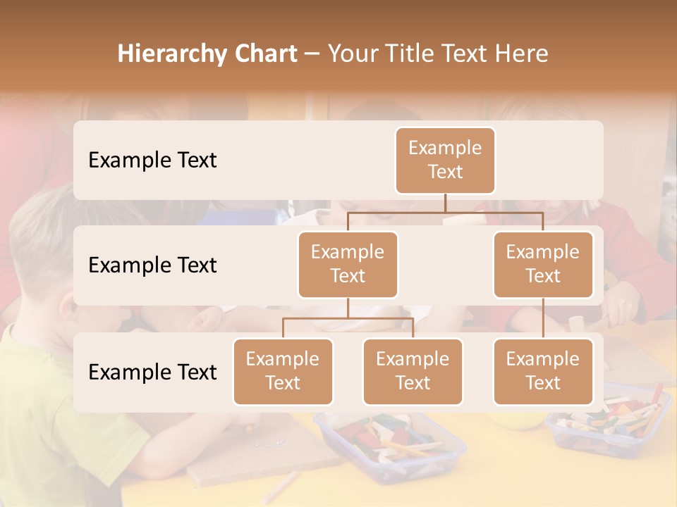 Teacher And Three Preschoolers Playing With Wooden Blocks PowerPoint Template