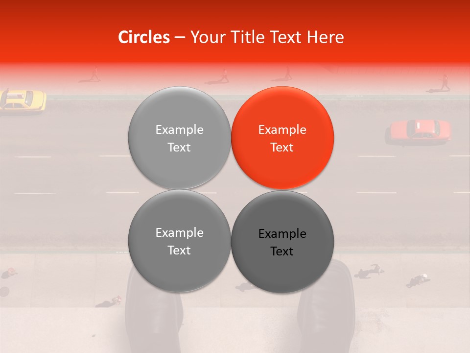 Shoes Of A Businessman Hanging Over A Ledge Of A Tall Building With Cars And People Down Below PowerPoint Template