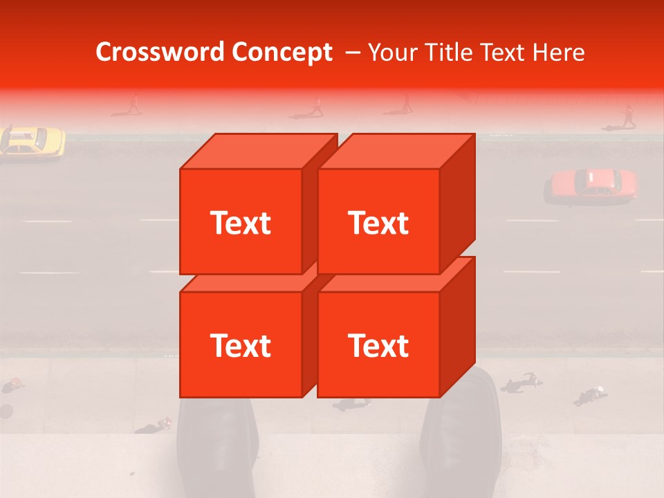 Shoes Of A Businessman Hanging Over A Ledge Of A Tall Building With Cars And People Down Below PowerPoint Template