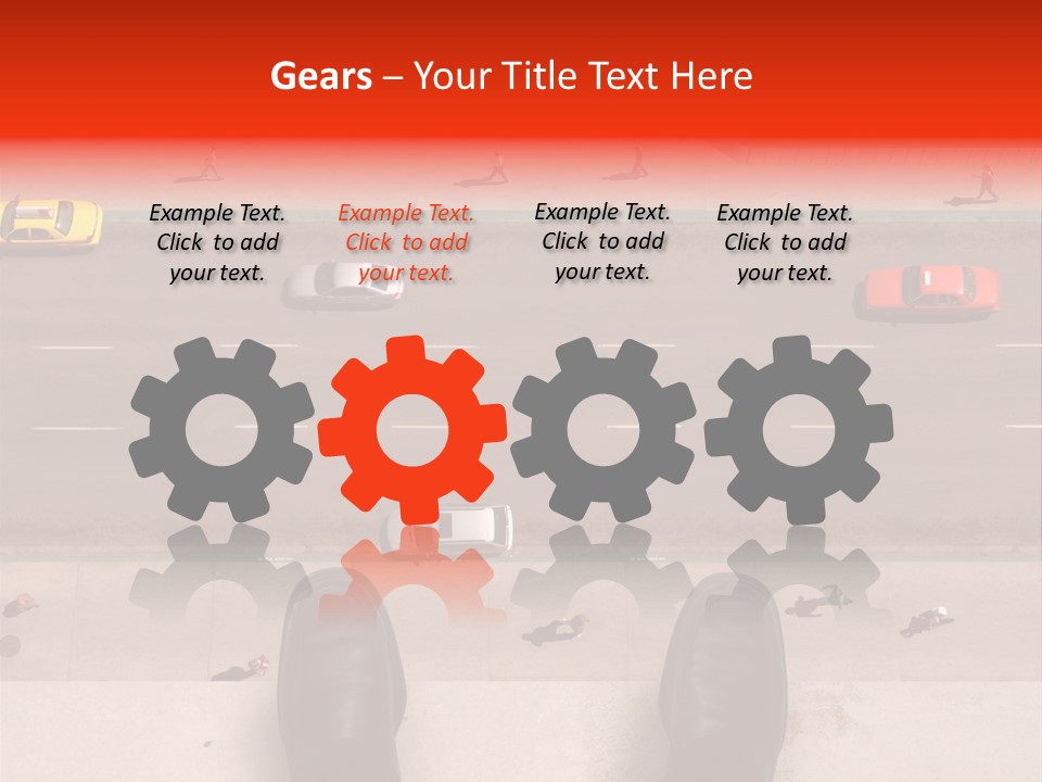 Shoes Of A Businessman Hanging Over A Ledge Of A Tall Building With Cars And People Down Below PowerPoint Template