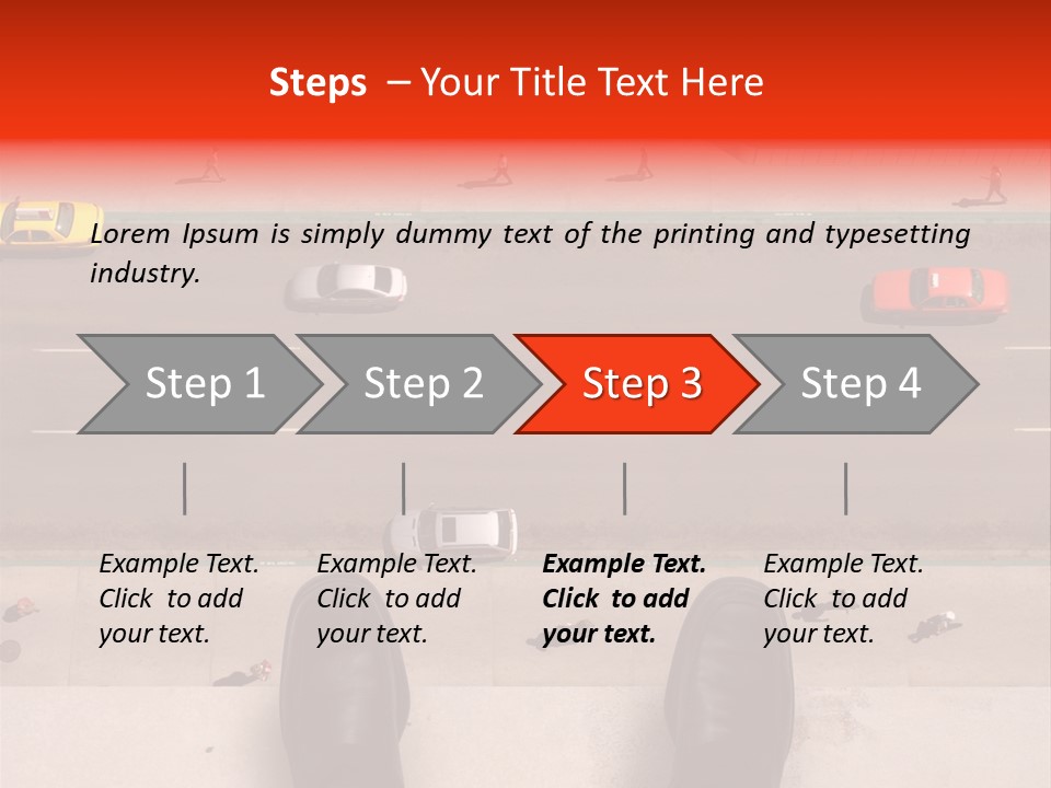 Shoes Of A Businessman Hanging Over A Ledge Of A Tall Building With Cars And People Down Below PowerPoint Template