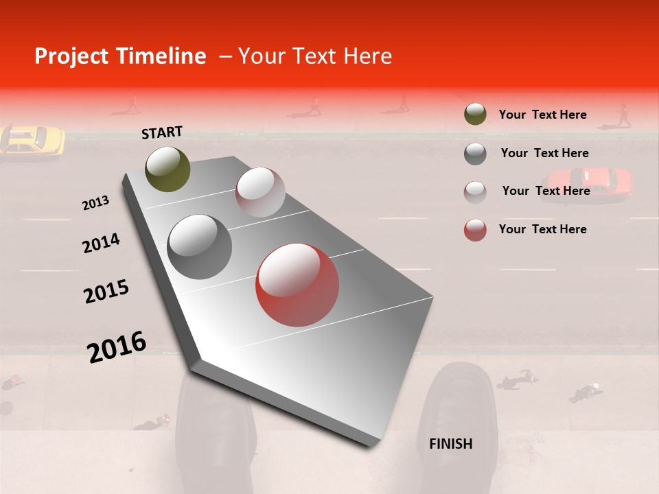 Shoes Of A Businessman Hanging Over A Ledge Of A Tall Building With Cars And People Down Below PowerPoint Template