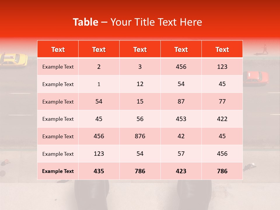 Shoes Of A Businessman Hanging Over A Ledge Of A Tall Building With Cars And People Down Below PowerPoint Template