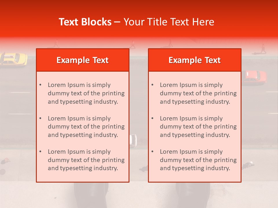 Shoes Of A Businessman Hanging Over A Ledge Of A Tall Building With Cars And People Down Below PowerPoint Template