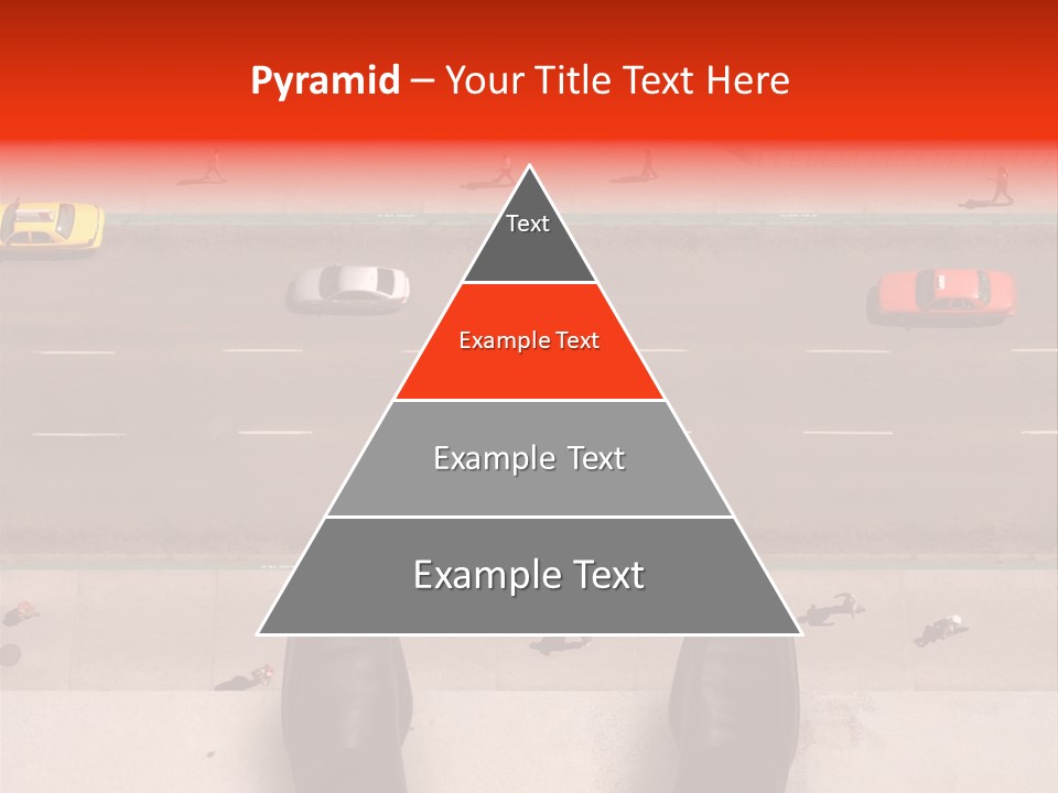 Shoes Of A Businessman Hanging Over A Ledge Of A Tall Building With Cars And People Down Below PowerPoint Template