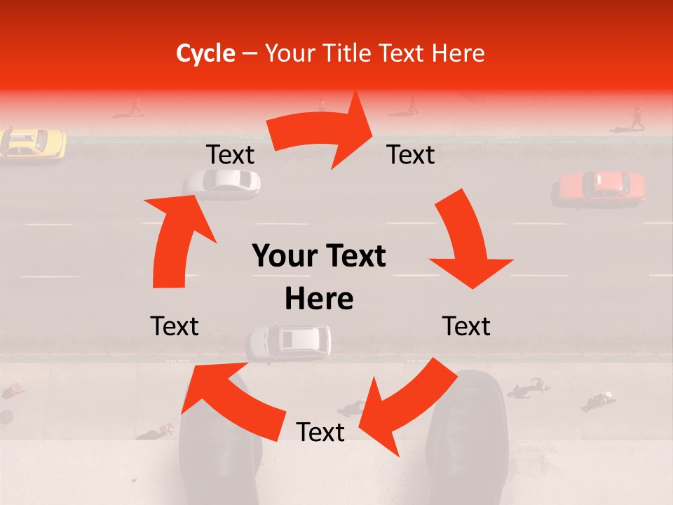 Shoes Of A Businessman Hanging Over A Ledge Of A Tall Building With Cars And People Down Below PowerPoint Template