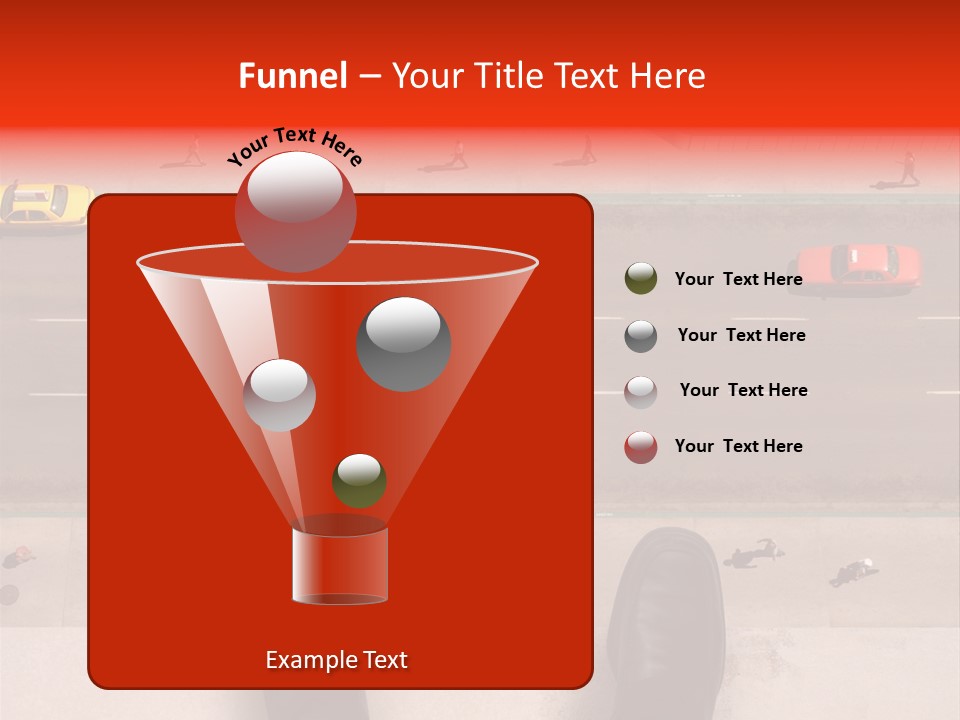 Shoes Of A Businessman Hanging Over A Ledge Of A Tall Building With Cars And People Down Below PowerPoint Template