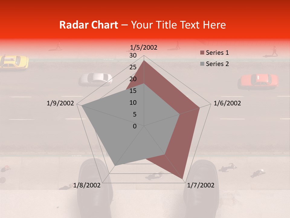 Shoes Of A Businessman Hanging Over A Ledge Of A Tall Building With Cars And People Down Below PowerPoint Template