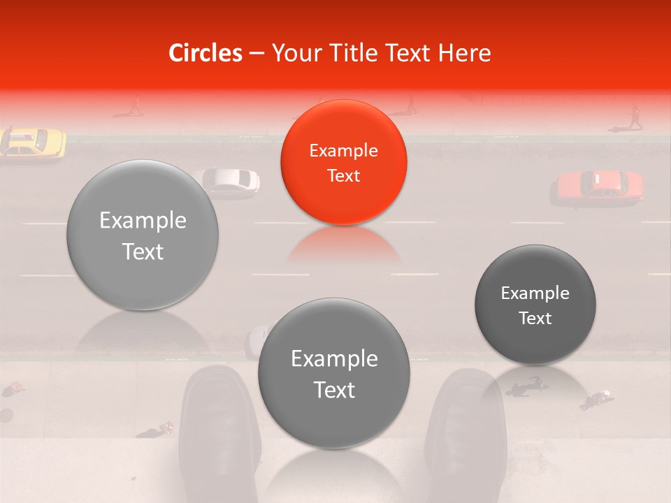 Shoes Of A Businessman Hanging Over A Ledge Of A Tall Building With Cars And People Down Below PowerPoint Template