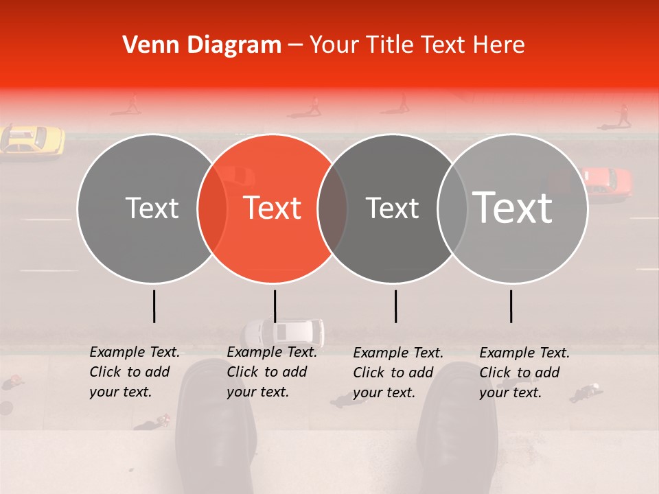Shoes Of A Businessman Hanging Over A Ledge Of A Tall Building With Cars And People Down Below PowerPoint Template