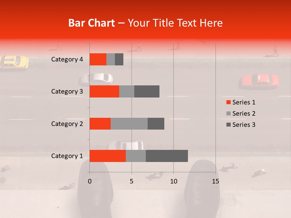 Shoes Of A Businessman Hanging Over A Ledge Of A Tall Building With Cars And People Down Below PowerPoint Template