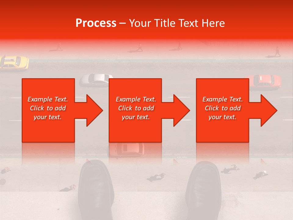 Shoes Of A Businessman Hanging Over A Ledge Of A Tall Building With Cars And People Down Below PowerPoint Template