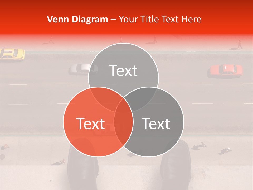 Shoes Of A Businessman Hanging Over A Ledge Of A Tall Building With Cars And People Down Below PowerPoint Template