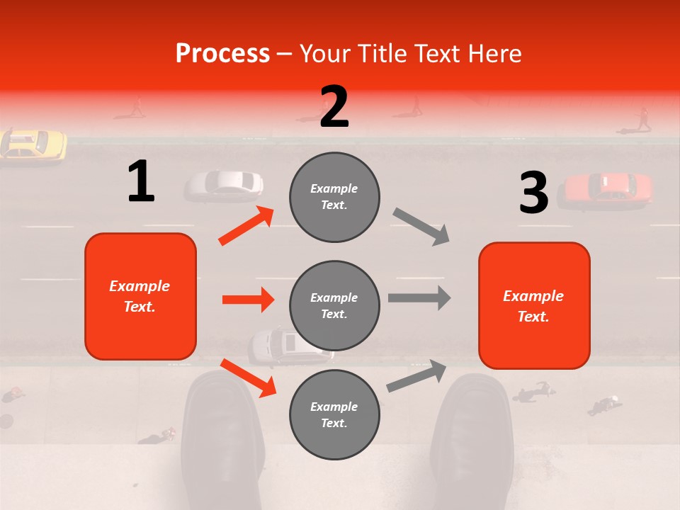 Shoes Of A Businessman Hanging Over A Ledge Of A Tall Building With Cars And People Down Below PowerPoint Template