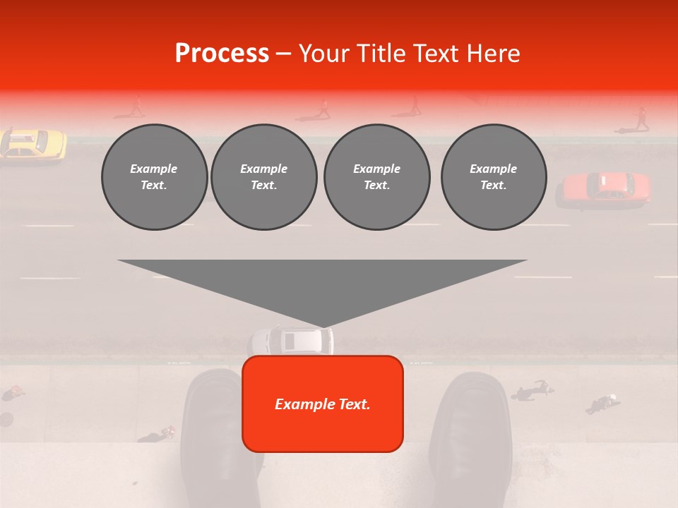 Shoes Of A Businessman Hanging Over A Ledge Of A Tall Building With Cars And People Down Below PowerPoint Template