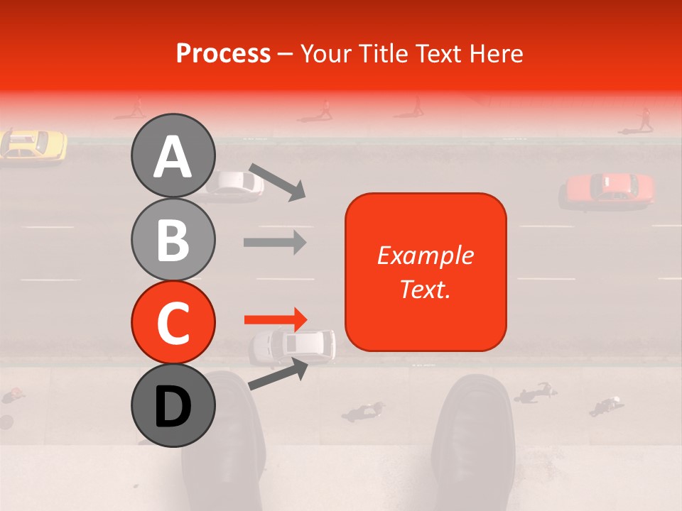Shoes Of A Businessman Hanging Over A Ledge Of A Tall Building With Cars And People Down Below PowerPoint Template
