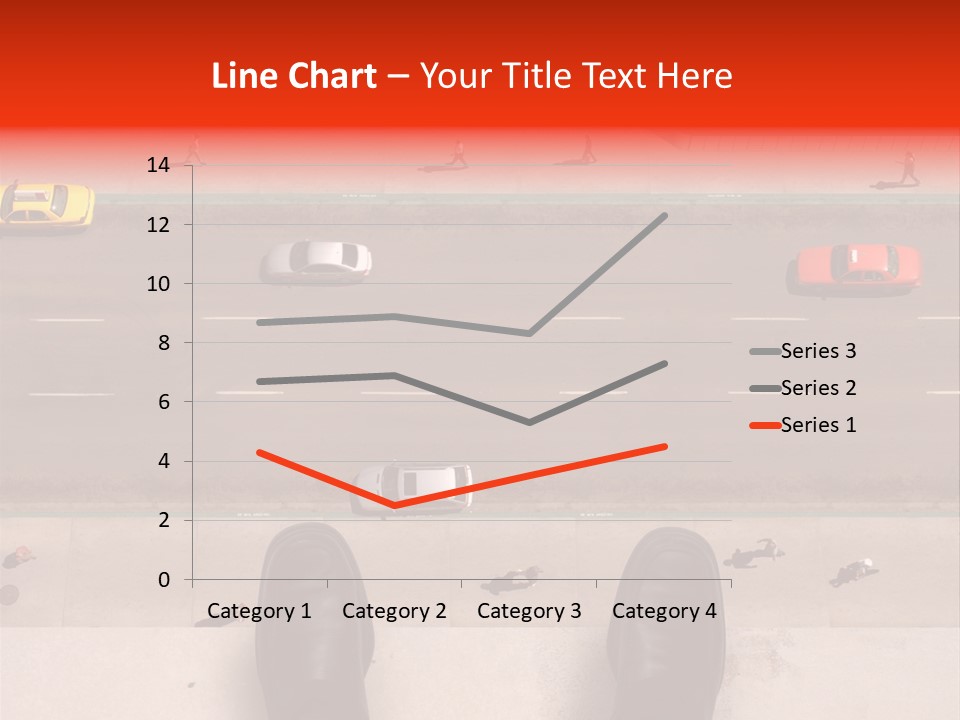 Shoes Of A Businessman Hanging Over A Ledge Of A Tall Building With Cars And People Down Below PowerPoint Template