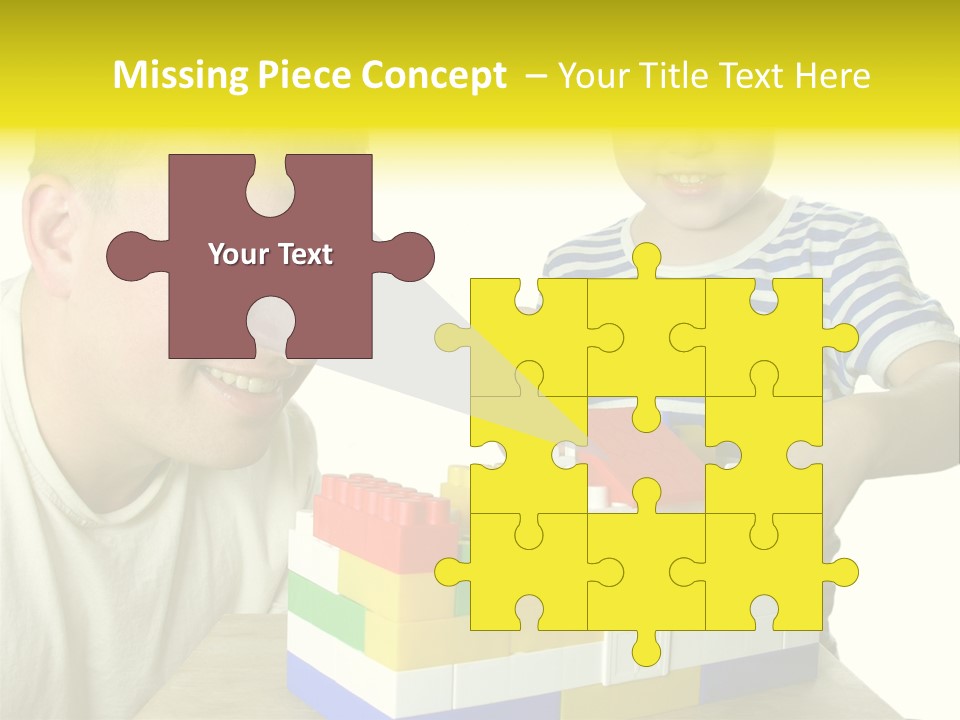 Father With Son Build House PowerPoint Template