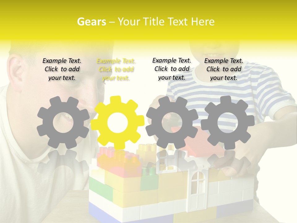 Father With Son Build House PowerPoint Template