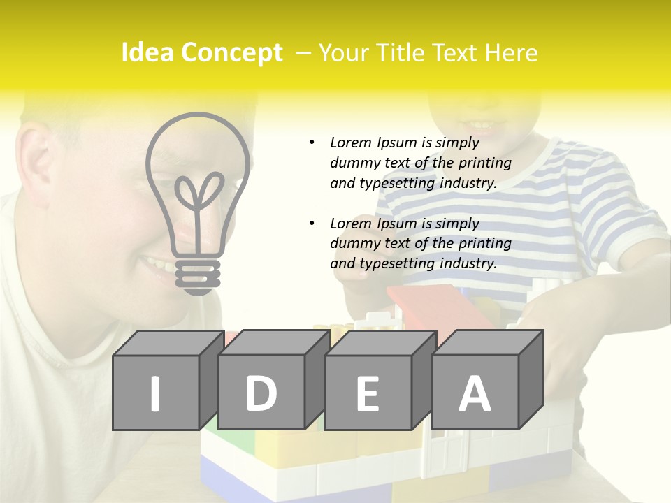 Father With Son Build House PowerPoint Template