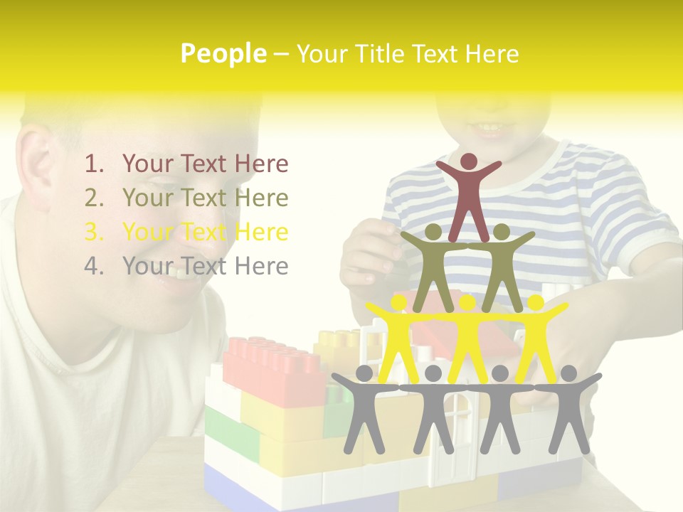 Father With Son Build House PowerPoint Template