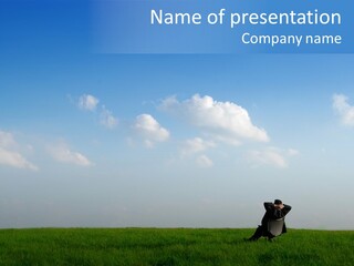 A Manager Sitting On A Chair In Nature PowerPoint Template