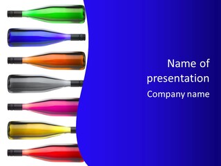 Isolated Colorful Wine Bottles Over A White Background PowerPoint Template