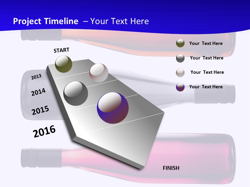 Isolated Colorful Wine Bottles Over A White Background PowerPoint Template