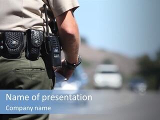 A Police Officer Standing By Traffic PowerPoint Template